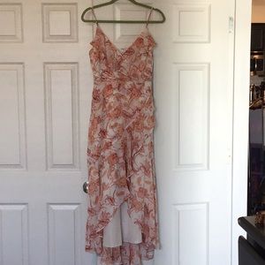 Express Floral Print Ruffle Wrap Maxi Dress